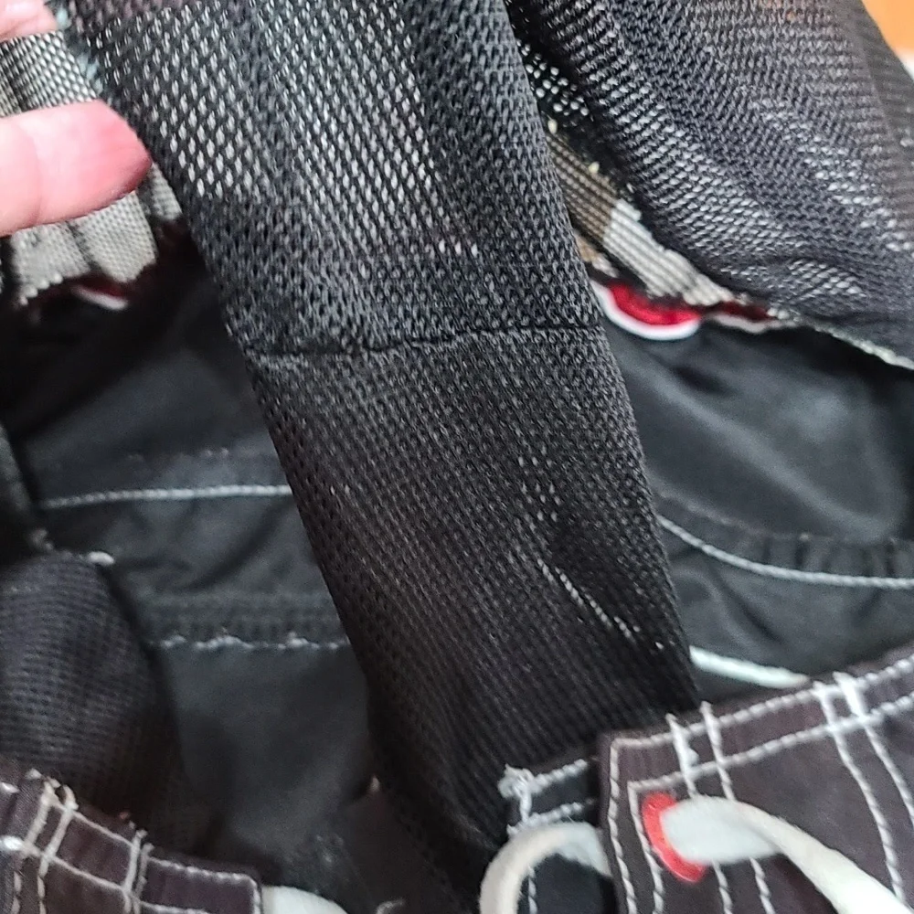 Speedo Mens Swim Trunks Blk/Gray/Red/White Hook&Loop Ties Pockets Size‎ M GUC